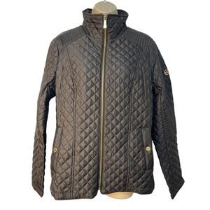 Michael Kors Quilted Long Sleeve Full Zip Jacket Color Black‎ Size L